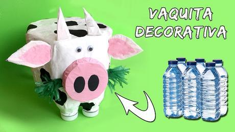 Vaca decorativa con BOTELLAS de plástico