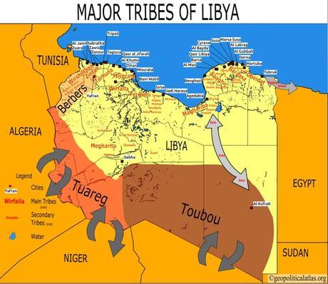 El mapa tribal libio, fundamental para entender el país.