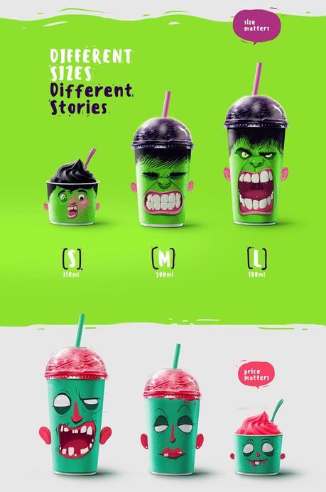Este divertido packaging transforma los batidos en deliciosos monstruos
