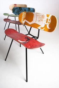 3. Repurpose chair frame and skateboards
