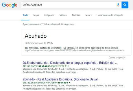 definiciones de palabras en google