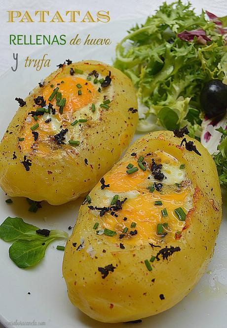 Patatas rellenas de huevo y trufa