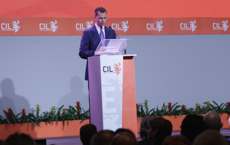 El Rey de España, Felipe VI durante su discurso en la inauguración de CILE, Congreso Internacional de la Lengua Española. San Juan, Puerto Rico. Fotografía de Mari Trini Giner