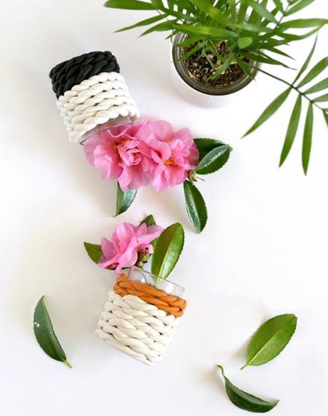 DIY transformar vasos en floreros de arcilla