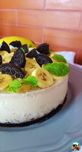 Tarta de plátanos, queso y Oreo