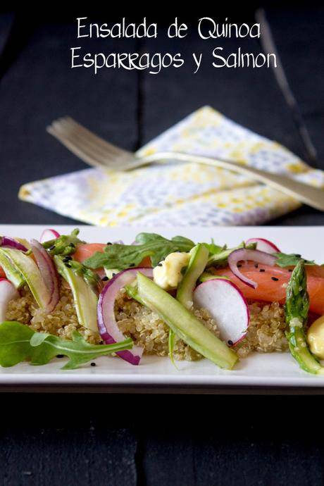 Ensalada de quinoa, espárragos y salmón #ponunaensalada2016