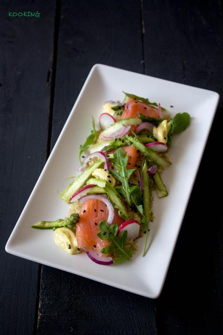 Ensalada de quinoa, espárragos y salmón #ponunaensalada2016