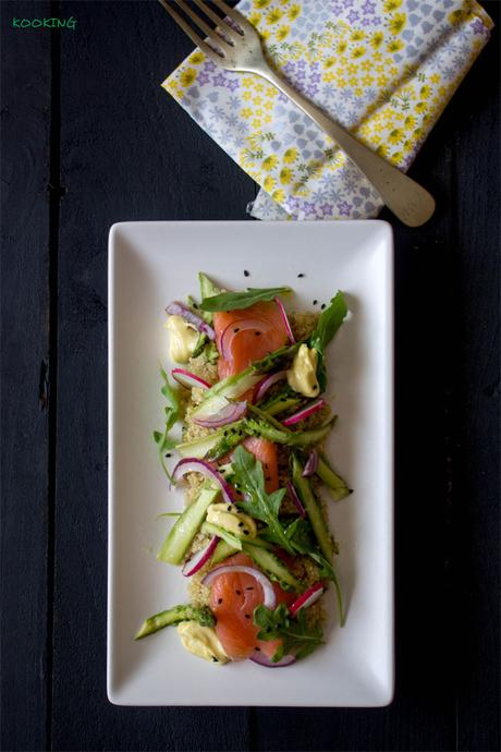 Ensalada de quinoa, espárragos y salmón #ponunaensalada2016