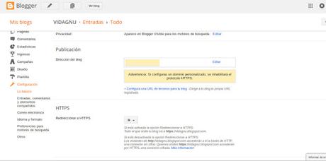Como activar el redireccionamiento a HTTPS en Blogger o Blogspot