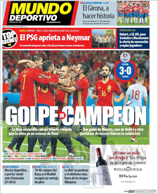 Las portadas de Mundo Deportivo cuando ganaba España y cuando perdía