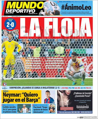 Las portadas de Mundo Deportivo cuando ganaba España y cuando perdía