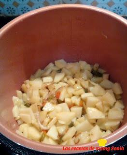 TORTILLA DE PATATAS, CEBOLLA, Y PIMIENTOS DE MI AMIGA CAROL EN OLLA GM F