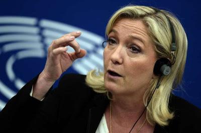 Marine Le Pen la Merkel y la UE