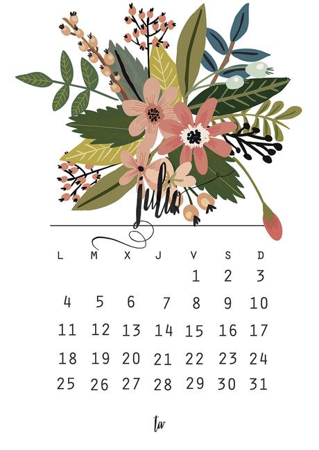 Calendario julio + shopping list