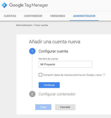 Google Tag Manager Prestashop Cuenta