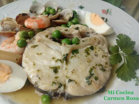 MERLUZA CON LANGOSTINOS A LA KOXKERA (A la Donostaria o a la Vasca)