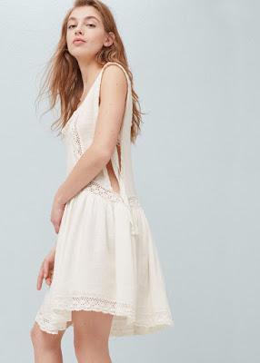 Vestido bordado algodón de Mango