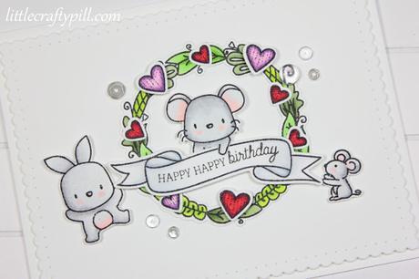 Clean and Simple birthday card colored with Copic Markers