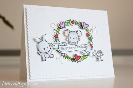 Clean and Simple birthday card colored with Copic Markers