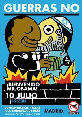 Izmierda Unida convoca manifestaciones contra Obama con un cartel claramente antisemita