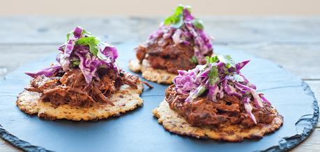 Tacos de carne mechada con tortillas sin gluten y sin harinas