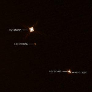 Sistema HD 131399, imagen de SPHERE