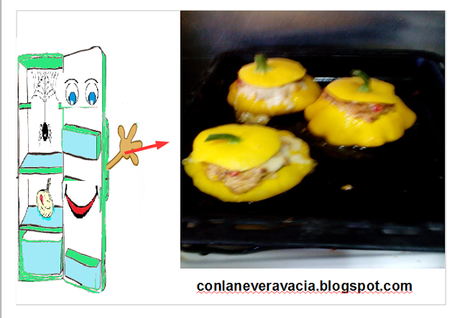 CALABAZA DE PETER PAN RELLENA DE LONGANIZA Y CHAMPIÑONES