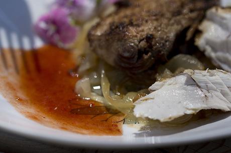 LOMOS DE ATÚN (O BONITO) MARINADOS AL PX CON MERMELADA DE TOMATE