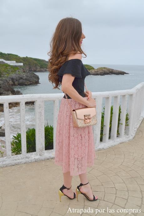 FALDA MIDI DE ENCAJE