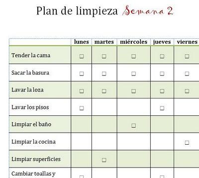 Mi plan de limpieza