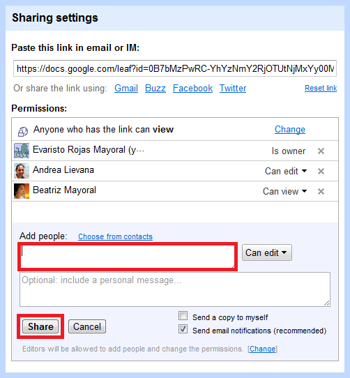 Comparte fotos y videos usando Google Docs