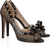 Valentino heels-valentino studded leather and lace pumps