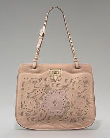 Valentino Rockstud Inlaid Lace Shoulder Bag
