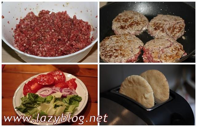 Hamburguesas caseras en pan de pita