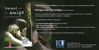 Porque eres mi amiga de Ana Pomares - ECU: Presentación en la Sede Universitaria de Alicante