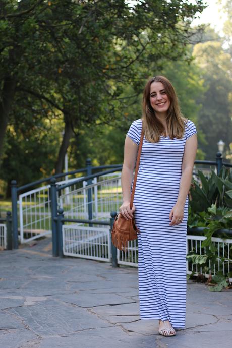 Vestido largo y con rayas para verano