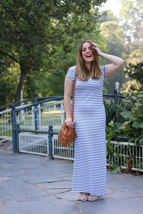 Vestido largo y con rayas para verano