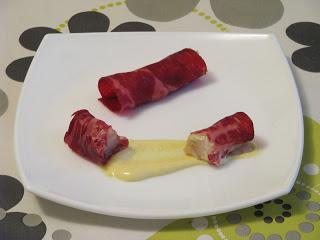 Rollitos de rape y cecina con mayonesa de mostaza