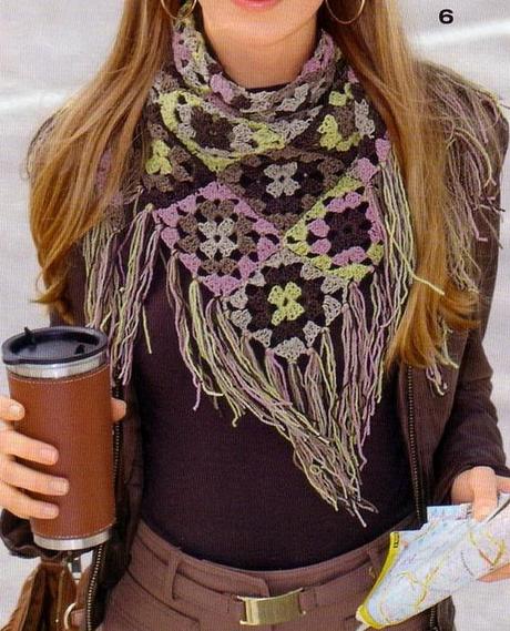 Women Scarf - crochet granny square: 