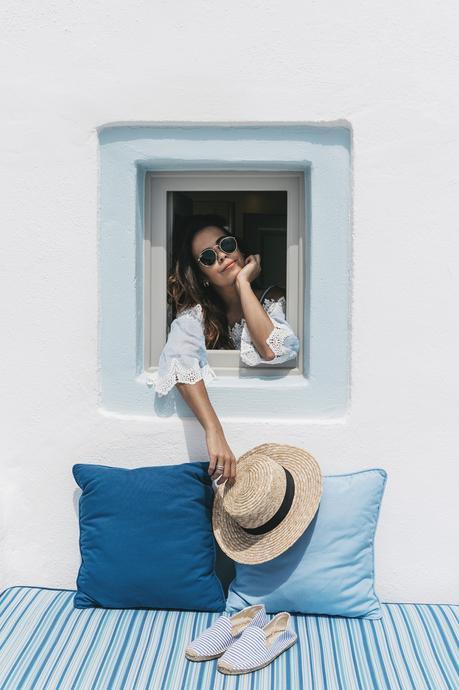 Blue_Dress-Soludos_Escapes-Soludos_Espadrilles-Canotier-Hat-Lack_Of_Color-Summer-Santorini-Collage_Vintage-39