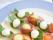 Brocheta melón jamón mozzarella