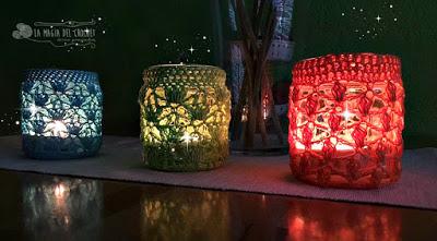 Más Portavelas coloradas al Crochet!!!!