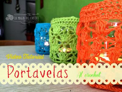 Más Portavelas coloradas al Crochet!!!!