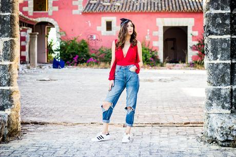 Red Body and Adidas Superstar