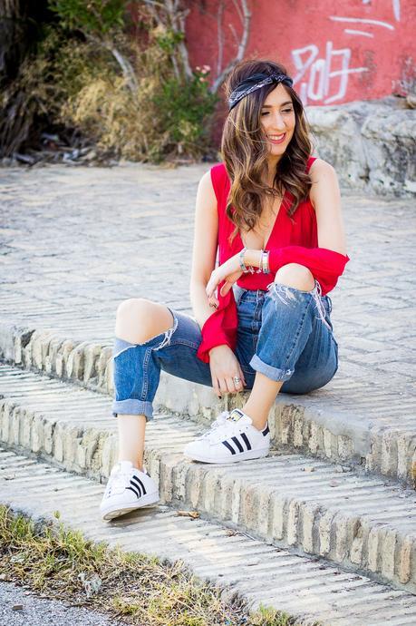 Red Body and Adidas Superstar