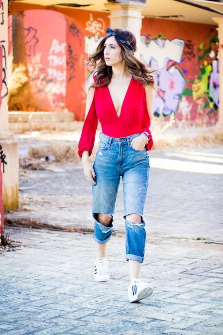 Red Body and Adidas Superstar