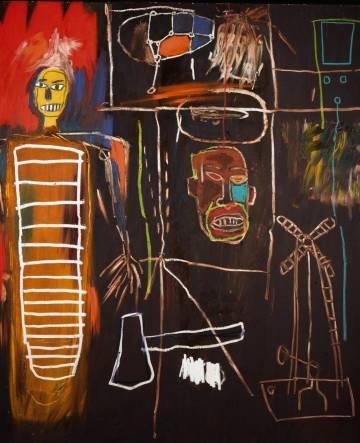 'Air Power' (1984), de Jean-Michel Basquiat, perteneciente a la colección de David Bowie, estimado en 2,5 millones de libras (3 millones de euros). 'Air Power' (1984), de Jean-Michel Basquiat, perteneciente a la colección de David Bowie, estimado en 2,5 millones de libras (3 millones de euros).