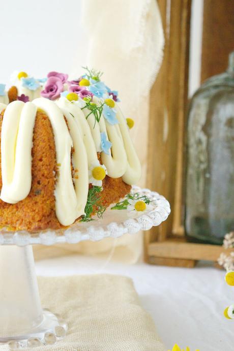 Carrot Bundt Cake and Chamomile Orange Icing #Bundtbakers