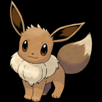 Imagen de Eevee, Pokemon perro de color marrón, con una collar de pelos blancos tipo golilla pero sin pliegues.
