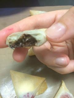 PAQUETITOS DE BRICK CON PLATANO, FRAMBUESA Y CHOCOLATE